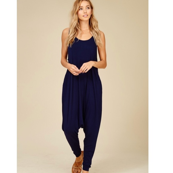 Pants - Navy Romper Jumpsuit